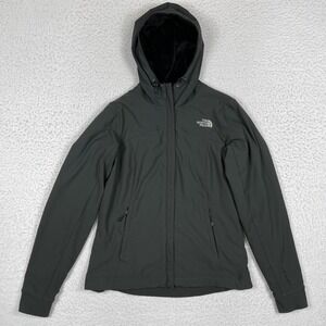 The North Face Apex Bionic Softshell Jacket Womens Medium Gray Hood Fleece Lined